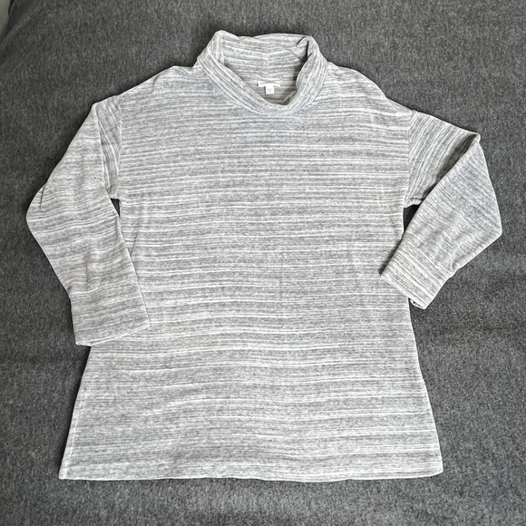 J.Jill Fit Women's Grey Space Dye Velour Cowl Neck Long Sleeve Tunic Top Size S - Picture 3 of 10